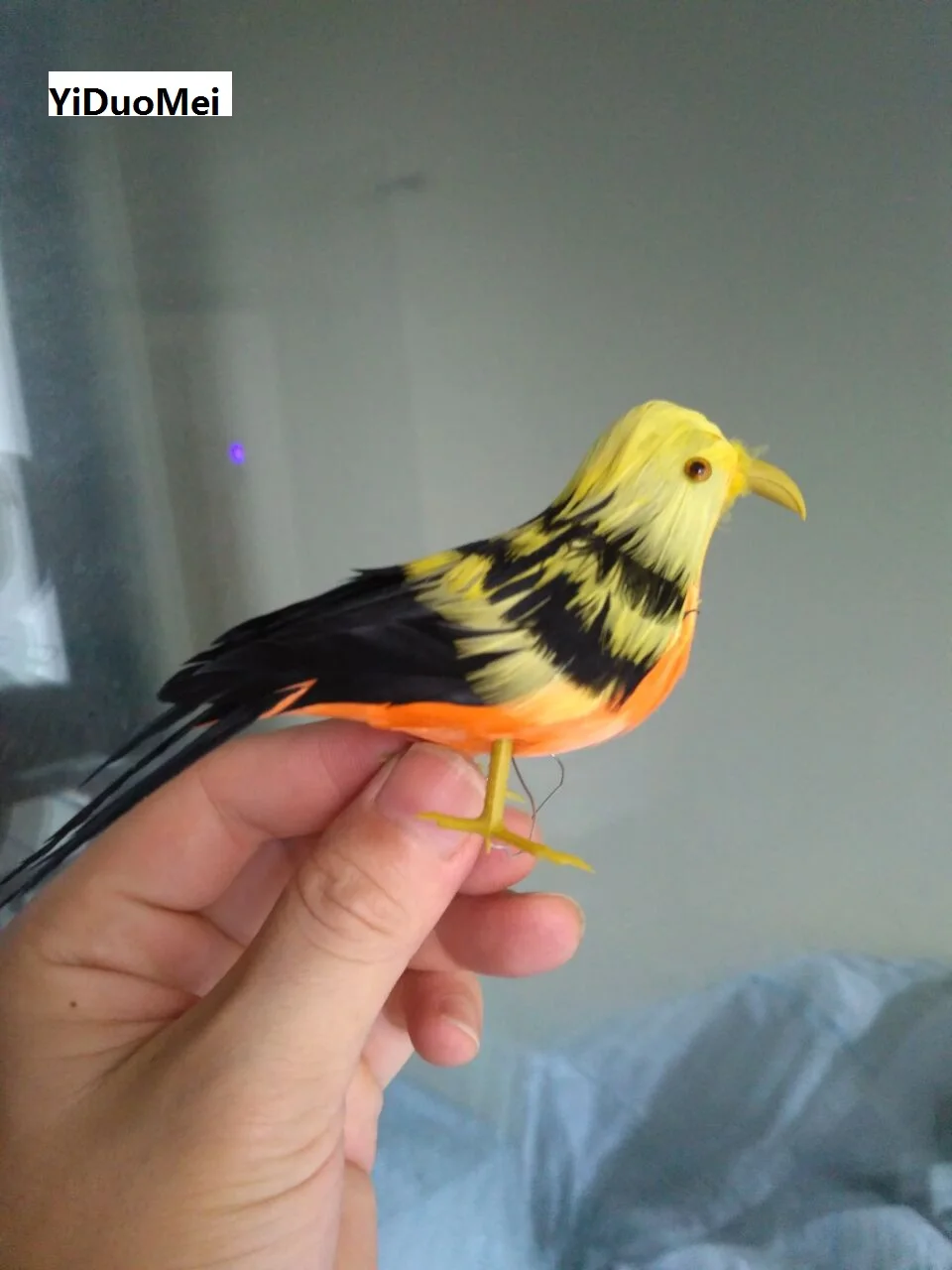 

about 12cm black&yellow feathers bird model handicraft,prop,home garden decoration gift p1834