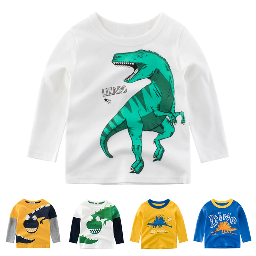 

CALOFE Cute Boys Cartoon Print T-shirt Spring Autumn Long Sleeve Kid Cotton Clothes Baby Casual Tees Children T Shirt