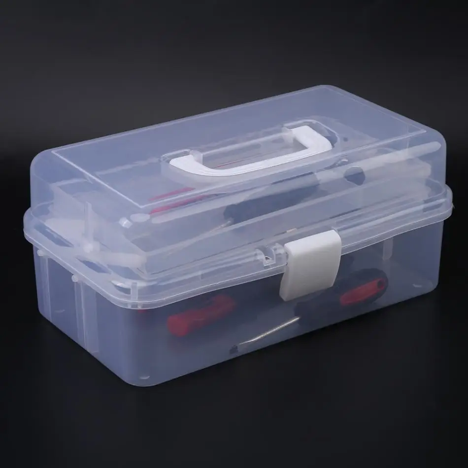 Ceny 3 warstwy plastikowy pojemnik do przevhowywania przenośne składane narzędzia organizator Box uniwersalne koraliki do biżuterii schowek pudełko z uchwytem