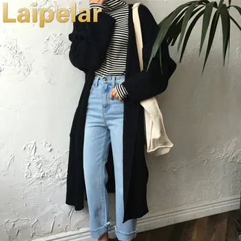 

Harajuku Long Cardigan Ladies 2018 Spring Fashion Long Knit Sweater Women Large Coat Casual Black Jacket Winter Clothing Autumn