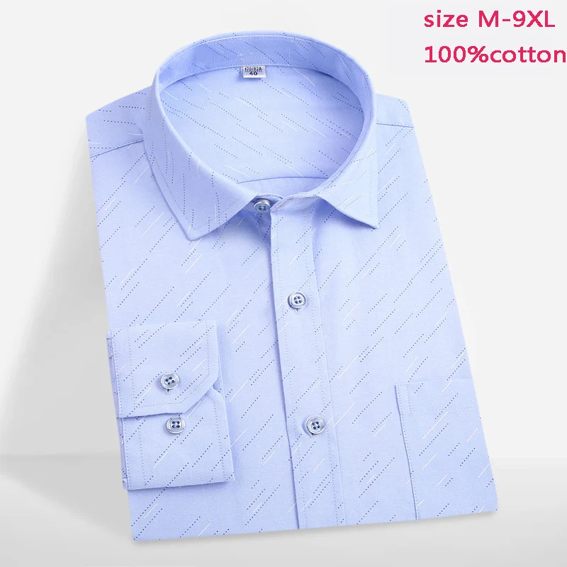 Удобные хлопок Новое поступление Мужские Модные осенние супер большие высококачественные формальные длинные рукава рубашки размера плюс M-9XL