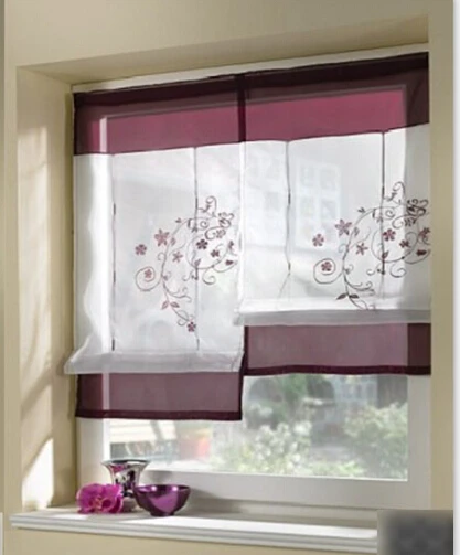 1pc embroider flower short sheer curtains for living room kitchen