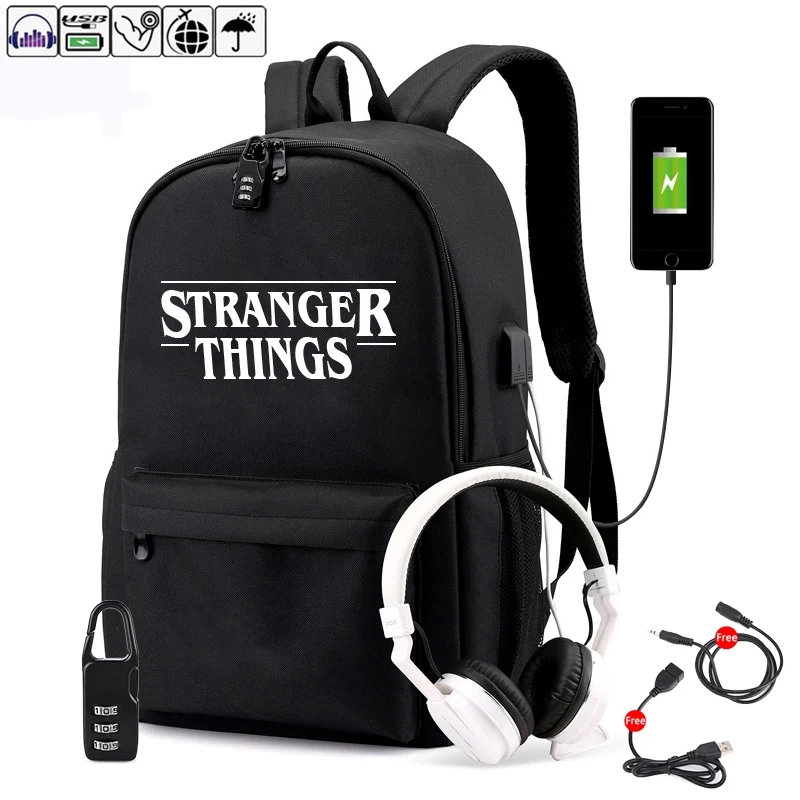 BPZMD Luminous Bag Multifunction USB Charging Stranger Things Travel Canvas Student Backpack For Teenagers Boys Girls School Bag - Цвет: CG5294