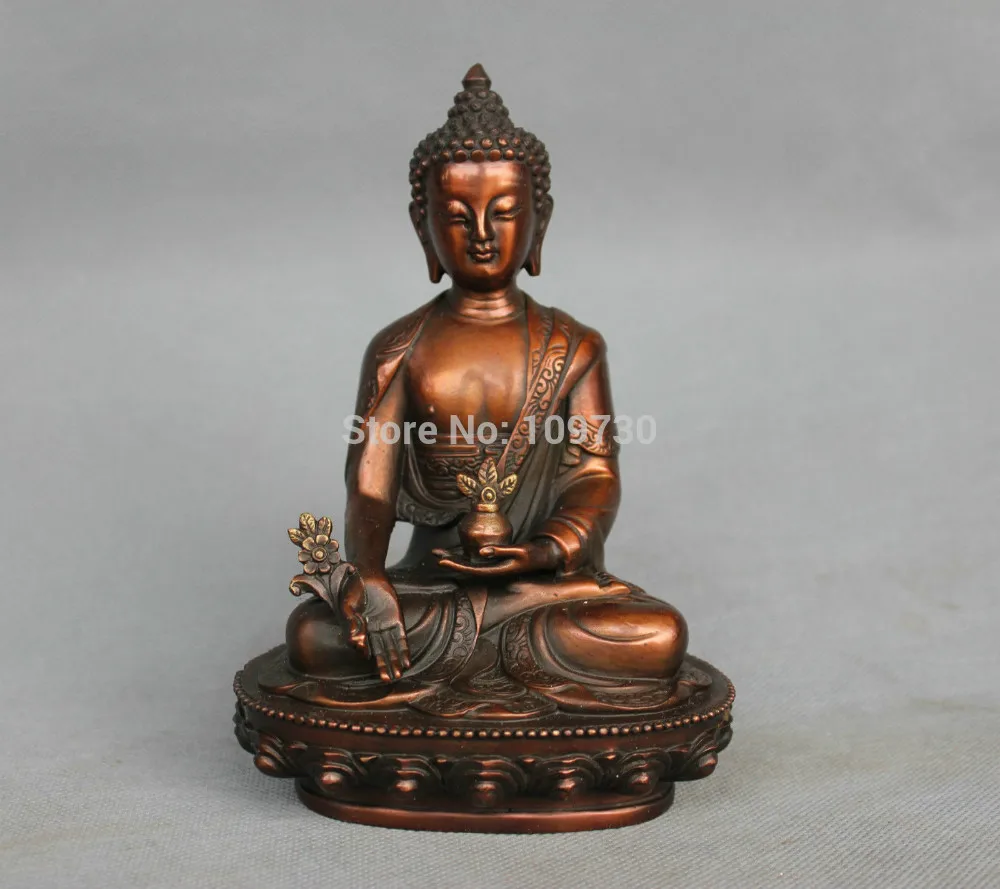 

003179 7'' China Tibet Bronze Medicine Buddha Bhaisajyaguru Shakyamuni Statue