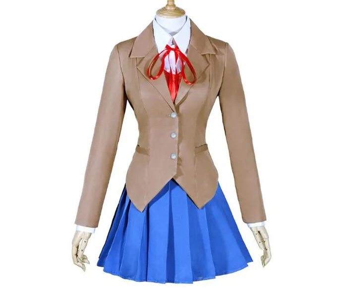 Мода Doki Literature Club Косплей костюмы Sayori Yuri Natsuki Monika школьная форма A325|Костюмы из