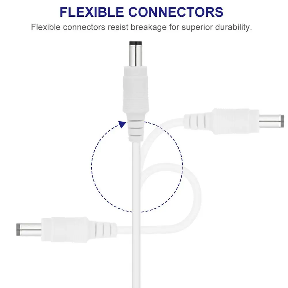 White DC 12V Power Cable 5.5mm*2.1mm Male Female Connector 0.5M 1M 2M 3M 4M 5M 6M 7M 8M 10M Power Cord Extension Wire For CCTV