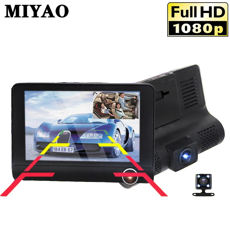 

3 In 1 Car DVR Camera 4.0 Inch Dash Camera Video Recorder Auto Registrator Dvrs Dash Cam Dvr Mirror Dashcam with 3 Camera Lens