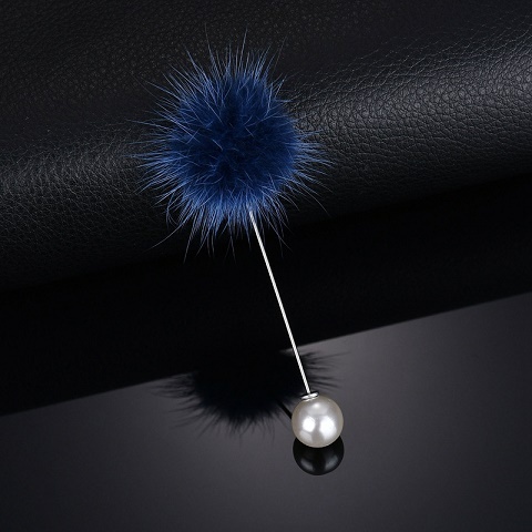 cute Charm Simulated Pearl Brooch Pins For Women Korean Fur pompom Ball Piercing Lapel Brooches Collar Jewelry Gift