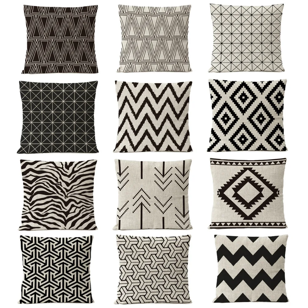Black White Geometric Pillow Cover Bohemia Geometry Pillowcase Cushion Home Decorative Sofa Linen | Дом и сад