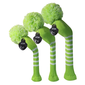 

Lime Green Knit Golf Headcover set of 3 for Driver Wood, Fairway, Hybrid, Handmade Craftmanship, Golf Gift.
