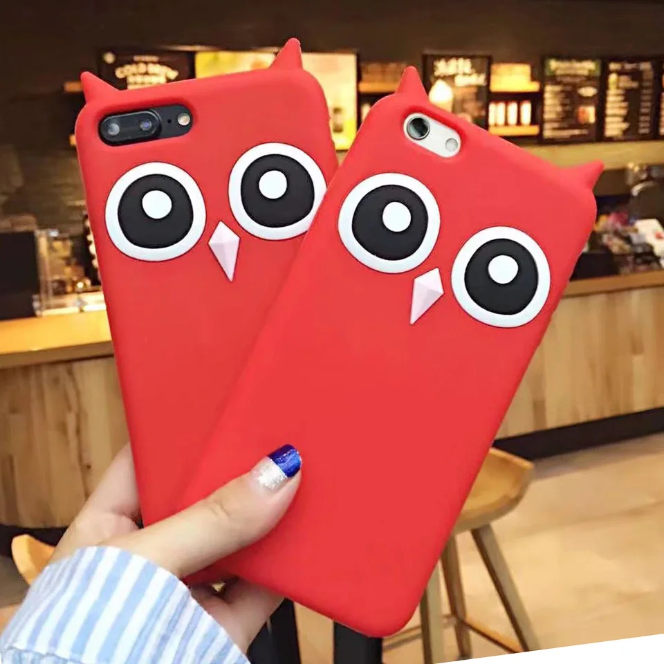 For iPhone X Case Silicon 3D Lovely Cartoon nighthawk Phone Cover 7 8 Plus 4S 5 5S 6 6S | Мобильные телефоны и аксессуары