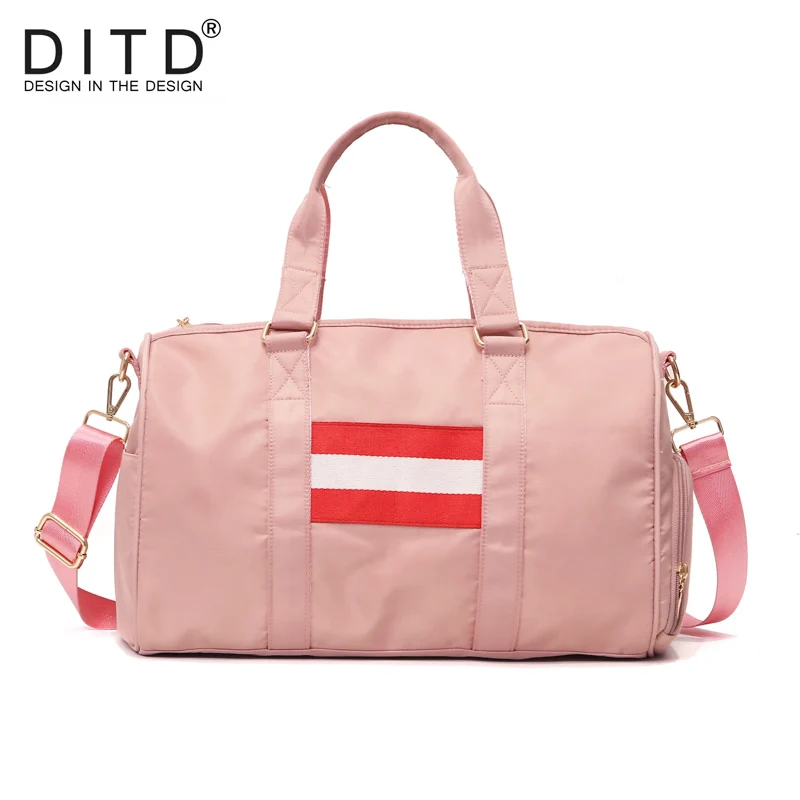 DITD Ladies Black Travel Bag Pink Color Shoulder Bags Women Portable