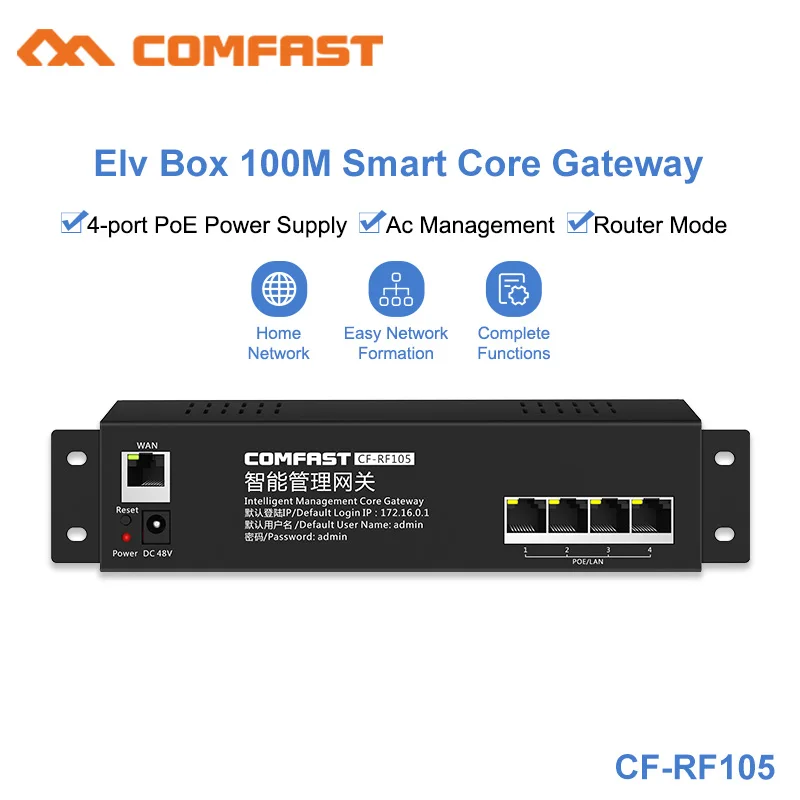 Comfast RF105 100 м интеллектуальная "начинка" Gateway AC шлюз маршрутизации QCA531 сетевой маршрутизатор с 4 порта LAN(локальной сети 10/100 Мбит/с Wi-Fi проект Nework