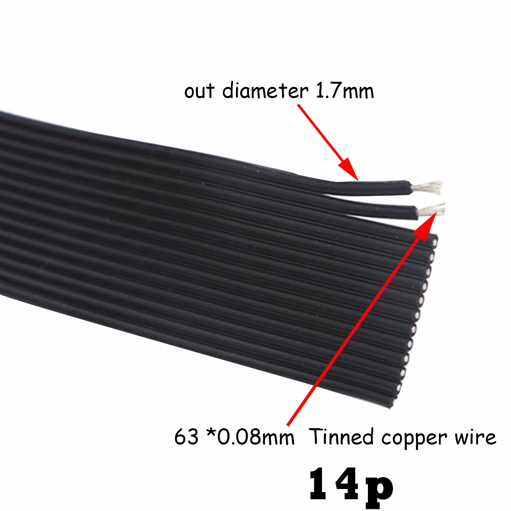 Медный провод 22AWG 0.3mm2 силиконовый кабель 14p Высокая температура параллельная линия 22AWG OD 23.8mm2 черная луженая медная линия 5 м 10 м