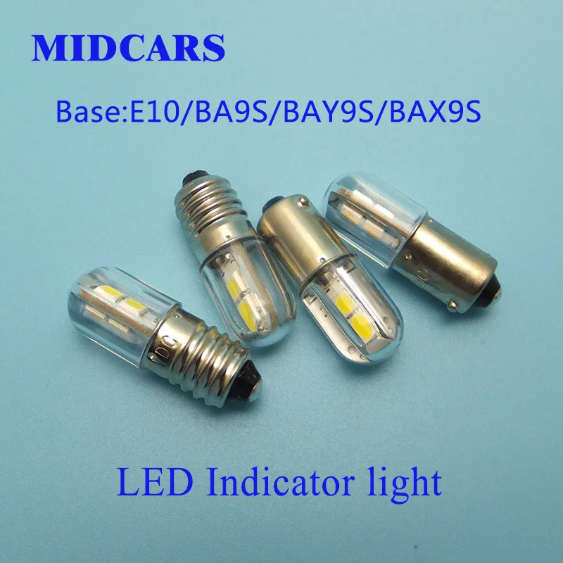 MIDCARS высокое качество 6 3 V T4w Ba9s E10 светодиодный лампы индикаторная лампа BAY9S 12V SMD 4 s