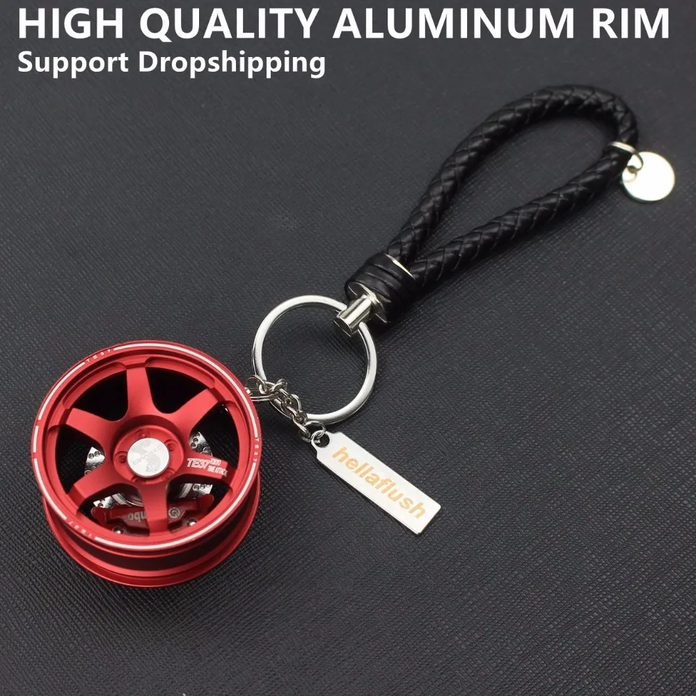 

Luxury Gadget Keychain Leather Wheel Key Chain Aluminum Alloy With Brake Disc Key Ring For Car Keyring Trinket Auto Decoration