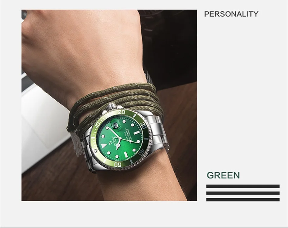TEVISE Green Watch Men Automatic Mechanical Anti-Scratch Rotatable Outer Ring Waterproof Luminous Mens Watches Top Brand Luxury most accurate mechanical watch