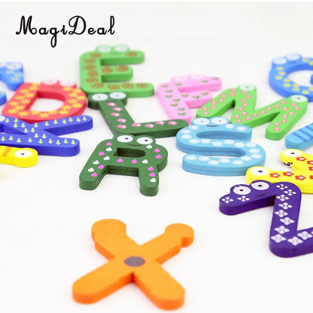 2 set Wooden Magnetic Number & Magnetic Letters A-Z Alphabet Learning Wooden Fridge Magnets Kid Educational Math Counting Toys