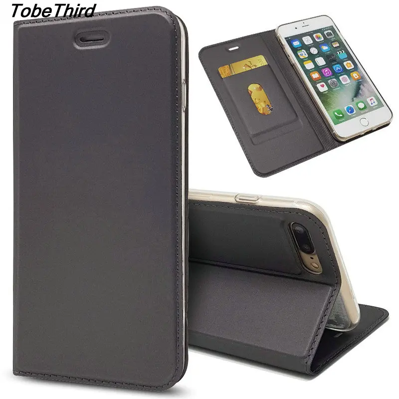 For iPhone 8 Plus Case Adsorption Stand Leather Card Holder