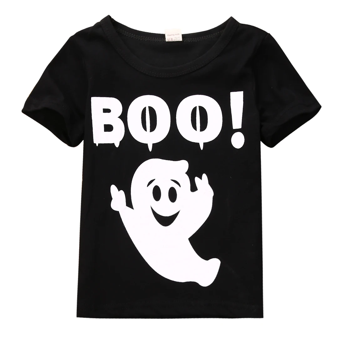 2016 Cute Halloween baby Boys Girls summer black short sleeve cartoon pattern T shirt new arrving