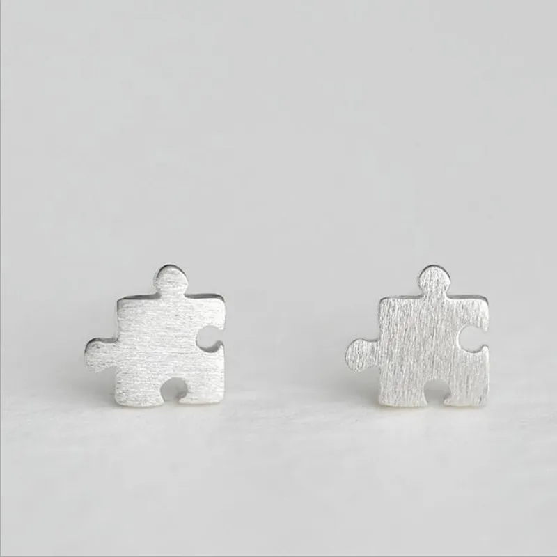 

Personality Creative Fashion 925 Sterling Silver Jewelry Female Simple Idiots Puzzle Lively Fun Earrings SE225