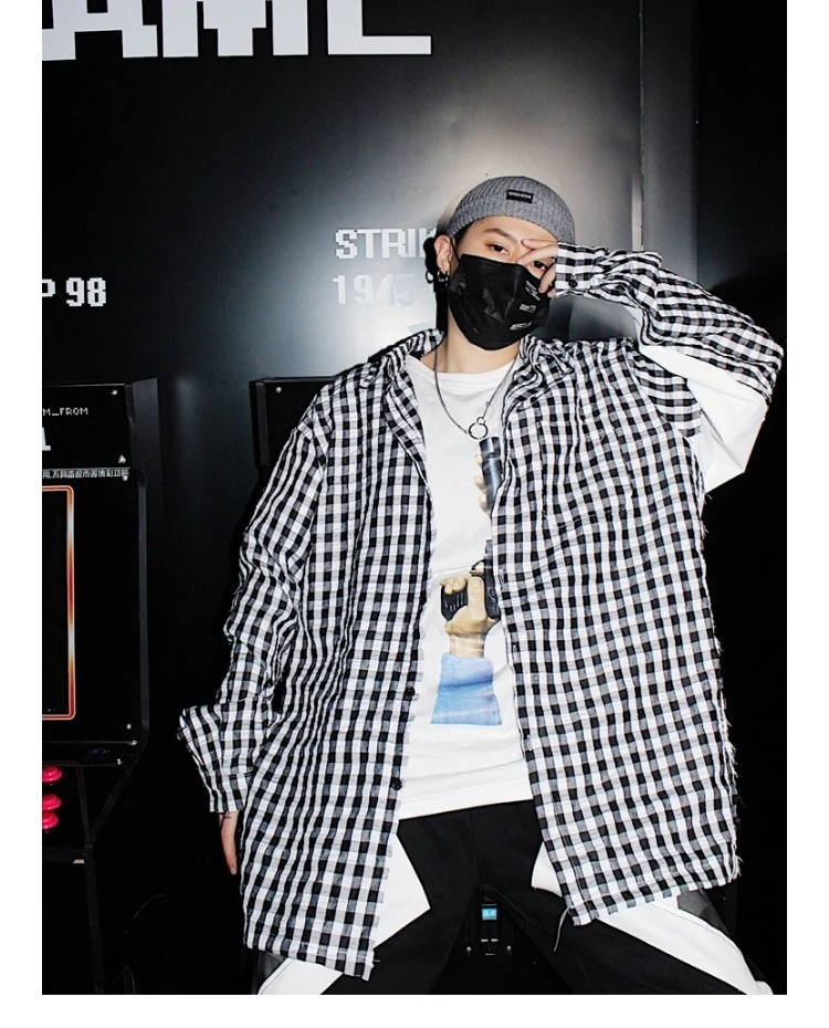 Loose Fit Shirt Men Striped Korean Fashion Mens Shirts Ong Sleeve Casual Slim Fit  (3)