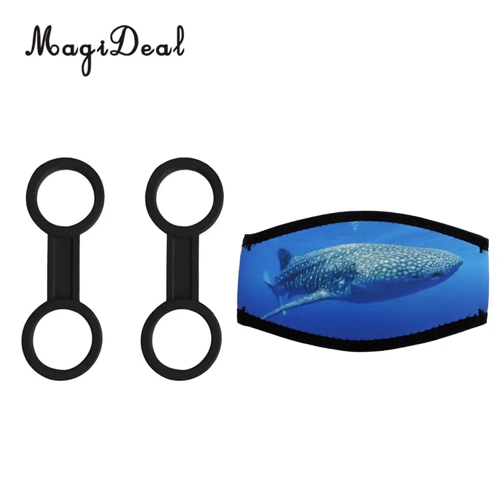 Scuba Diving Mask Head Strap Cover Mask Padded Hair Band + 2Pcs Silicone Snorkel Keeper Holder Retainer for Swimming Snorkeling