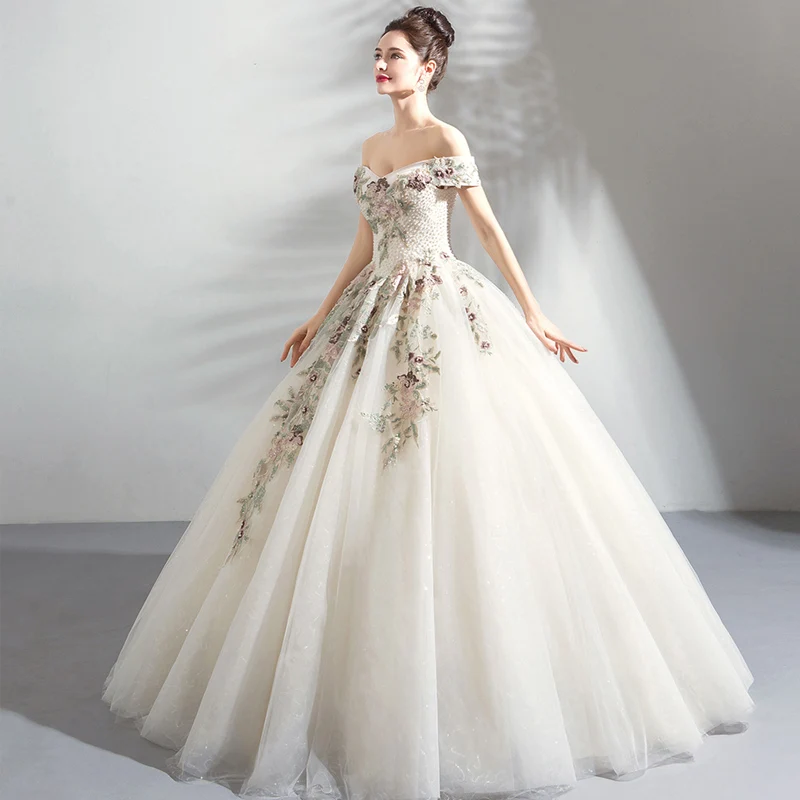 Это YiiYa Свадебные платья с вырезом лодочкой и короткими рукавами, бальное платье длиной до пола, Длинные вечерние платья с бисером, большие размеры E288