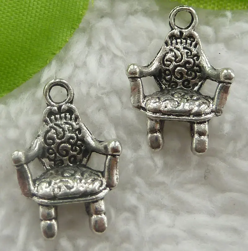 앤티크 실버 컬러 의자 참 펜던트, 팔찌 귀걸이 쥬얼리 제작, 20x13mm, 2159 번 160 개