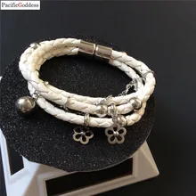 Браслет и браслеты Четыре Цвета Выберите кожаный браслет из нержавеющей стали антикварный серебряный браслет готические ювелирные изделия