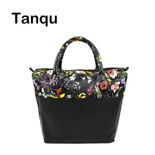 TANQU Wasserdicht Faux Pu-leder Oberen teil Floral Legen Inneren Tasche Plus Griff Kombination für Klassische Mini Obag O Tasche