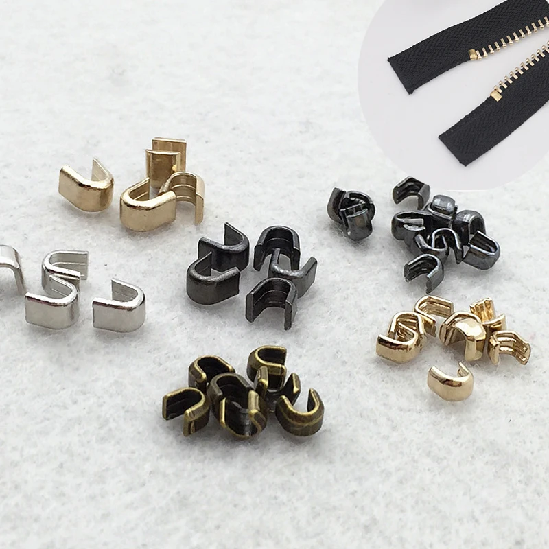 10 Pcs / Lot #5 U-shaped Zipper Stopper Top Stop Bottom Rescue Repair Set  Silver Gold Bronze Zipper Accessories P063