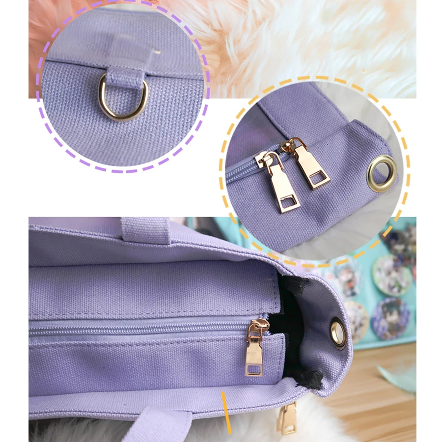 Harajuku цветная прозрачная Холщовая Сумка через плечо, женская сумка для покупок, сумка для хранения с анимацией