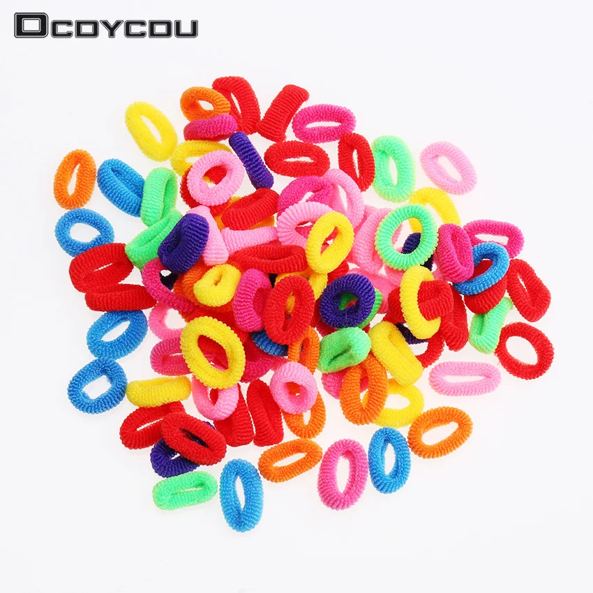 

200 Pcs Colorful Child Kids Hair Holders Cute Rubber Hair Band Elastics Accessories Girl Women Charms Tie Gum