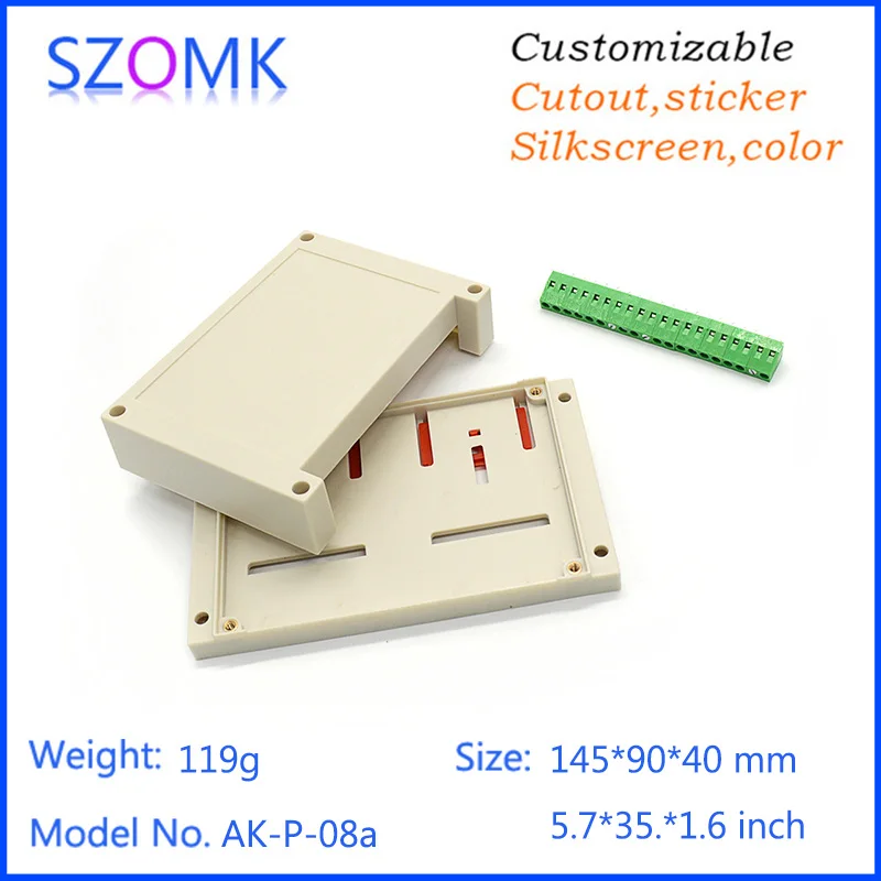 Szomk пластиковая коробка для электроники(4 шт.) 145*90*40 мм корпус на din-рейку пластиковая коробка распределительный корпус блок управления