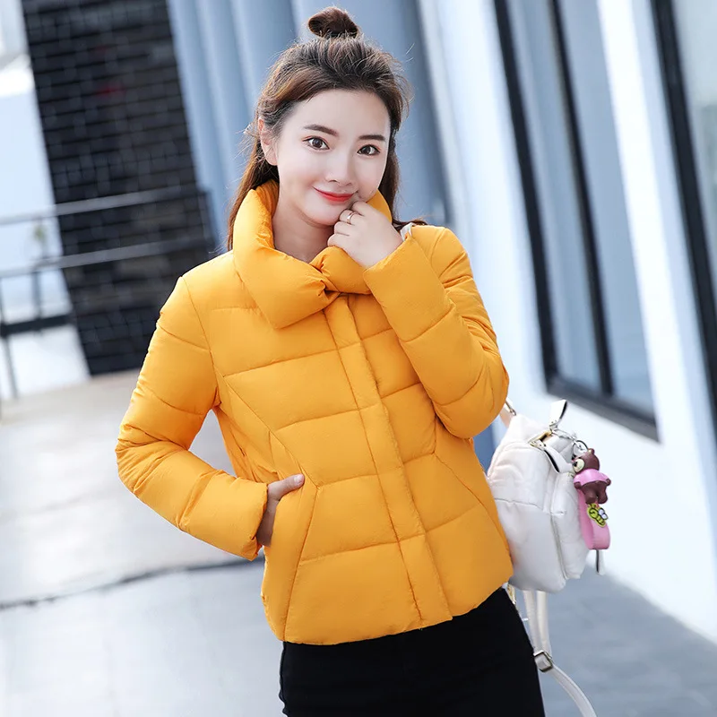 

2018 fashion new solid color soft winter coat women short paragraph thick warm warm Slim long-sleeved down cotton jacket