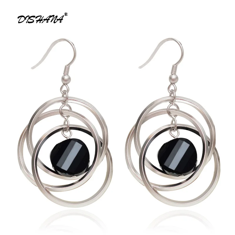 

Dishana Hot Sale Drop Earrings Fashion Jewelry Acrylic Three Circles Female Large Long Earrings For Women Dangle Earings E0392