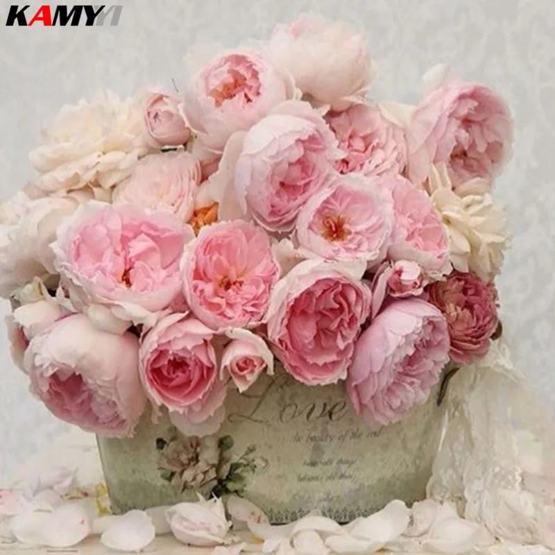 

5D diy diamond Painting 3D diamond painting full square/round rhinestones pink flower diamond painting embroidery XY1