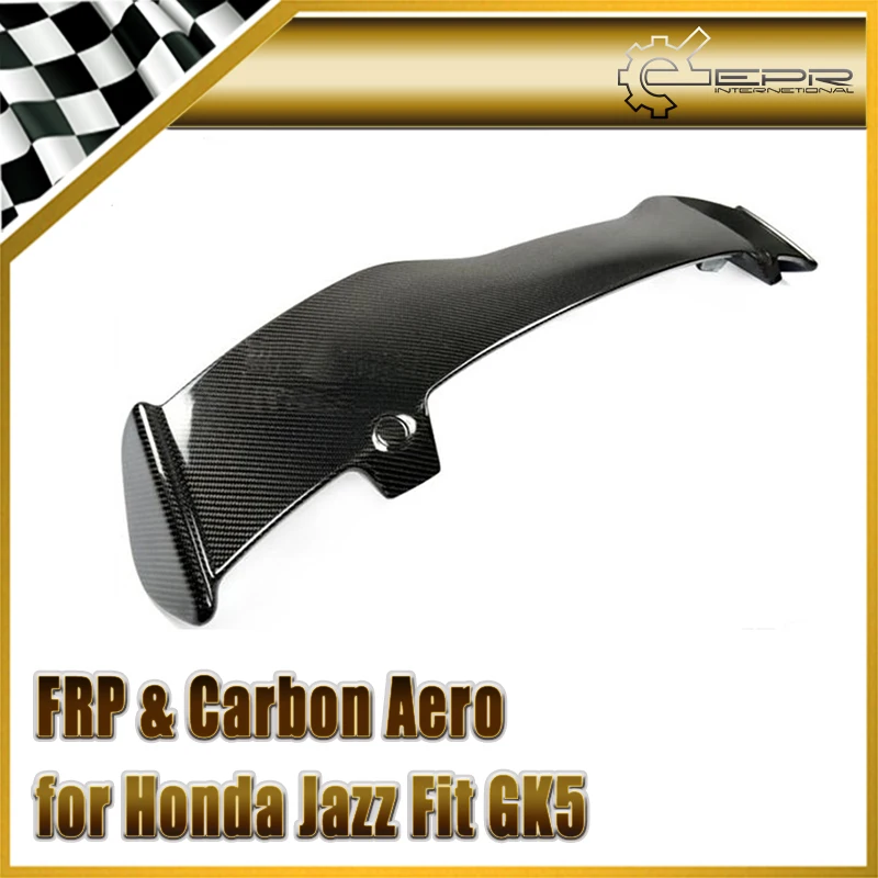 

Car Accessories MU-Style Carbon Fiber Rear Spoiler Mugen Glossy Fibre Trunk Wing Racing Body Kit Trim For Jazz Fit GK5 14-17
