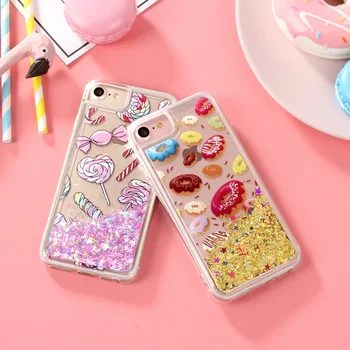 

Cute Cat Summer Phone cases for iphone 7 6s Plus 100pcs TPU edge fashion flow sand goose doughnut case for iphone6 7Plus cover