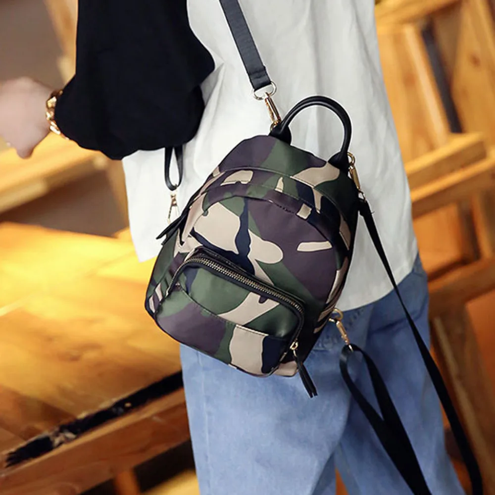 Aelicy, Модный женский рюкзак на молнии, квадратный, универсальный, камуфляжный, унисекс, кожаный, для ноутбука, Ретро стиль, для путешествий, школьный рюкзак, сумка