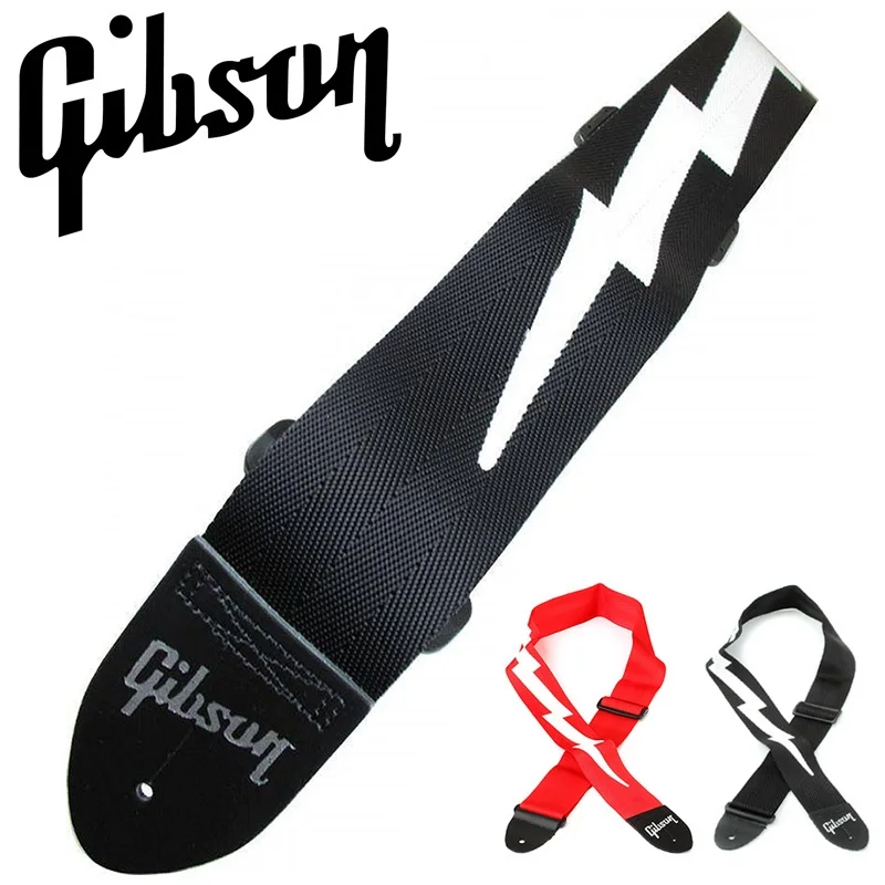 

Gibson Accessories Lightning Bold Style Guitar Strap, Lightning Bolt Style 2" Safety Guitar Strap