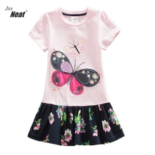 Летнее платье для девочек изящная хлопковая детская одежда с круглым вырезом модное платье принцессы без рукавов с принтом бабочки S66306