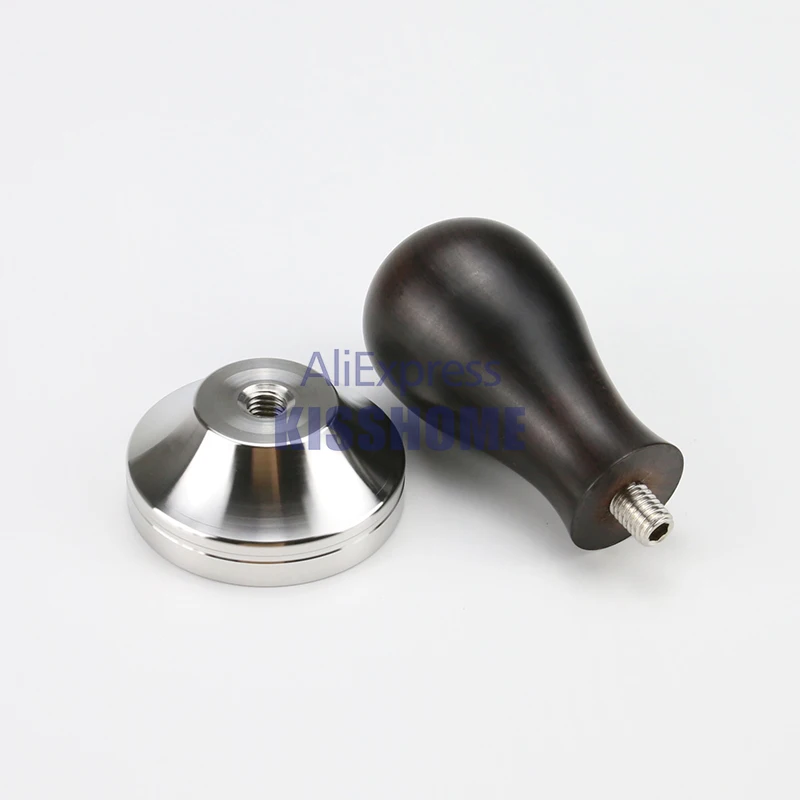 Koop 304 Rvs Afrikaanse Zwart Houten Handvat Koffie Sabotage Poeder Hamer 41 49 51 53 57  57.5 58 58.35mm Koffie Accessoires