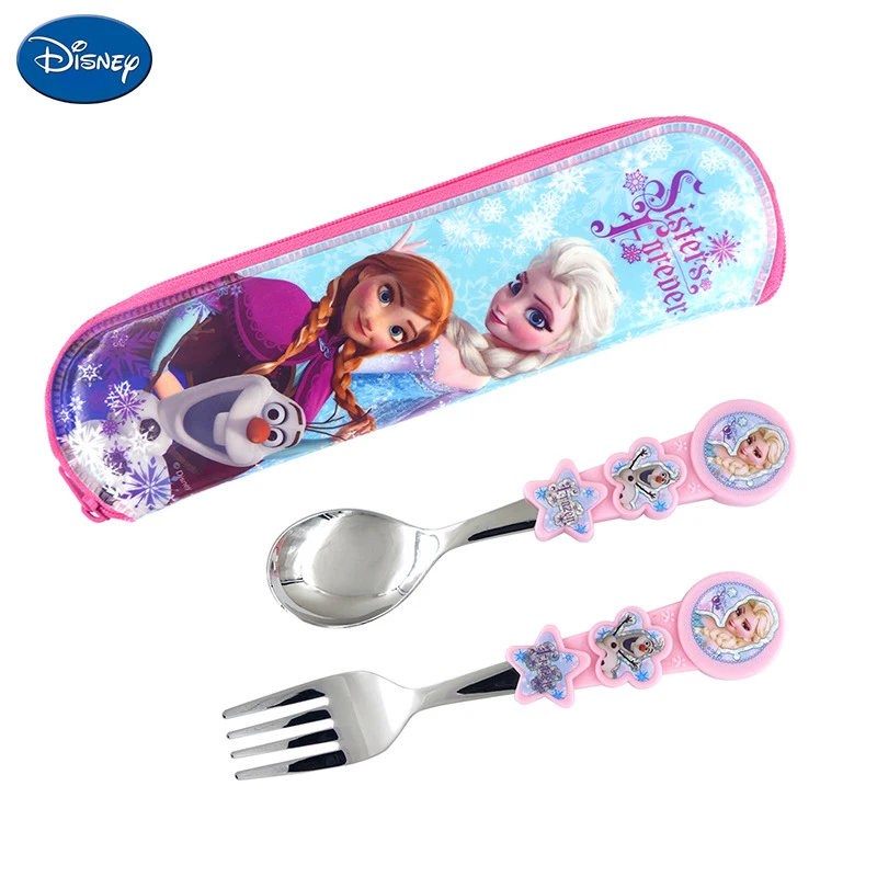 

Disney Princess Children's Tableware Spoon Cutlery Bag Set Ice Frozen Spaghetti Fork Spoon Bag Set