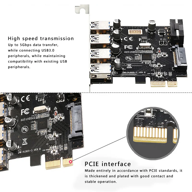 Maikou Dual power PCI-E к USB3.0 карта расширения высокоскоростной Рабочий стол USB3.0 карта расширения