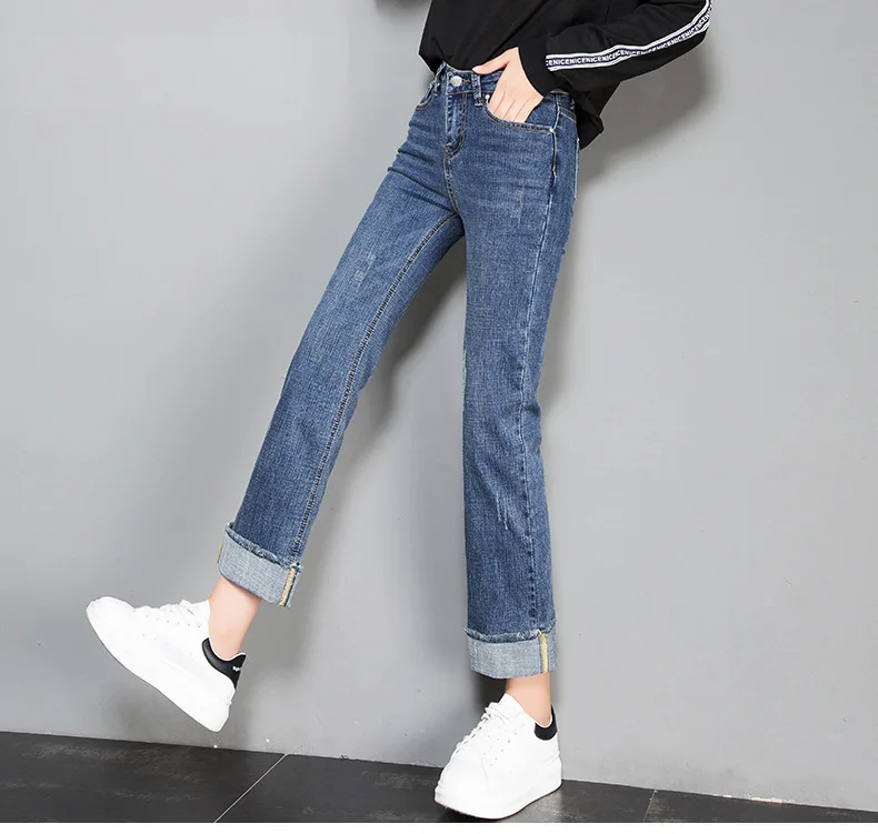 Сезон: весна-лето джинсы для женщин женские с высокой талией свободные пуговицы корейский стиль повседневные свободные рваные джинсы
