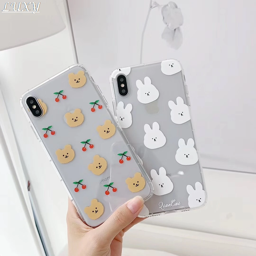 INS фото тренд Медведь Кролик Милый Мультфильм прозрачный чехол для apple iphone 11 Pro XS Max