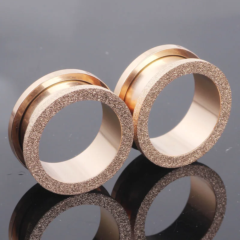 Flesh Tunnel Plug Stahl Glitter Glitzer Rose Gold 4-20mm Stainless steel ear expander piercing plugs body jewelry