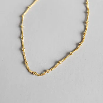 

LouLeur 925 sterling silver bead chain necklace gold fashion wild Side chain adjustable necklace for women festival jewelry gift